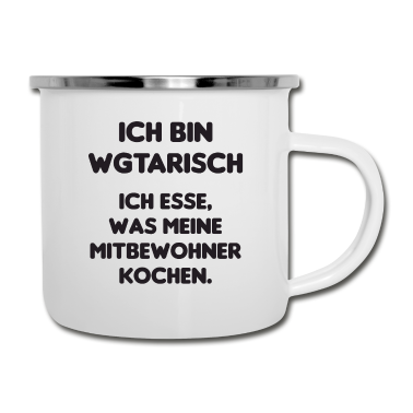 Einzug Emaille Tasse - WG Vegetarisch Mitbewohner Geschenkidee Kochen