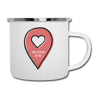 Einzug Emaille Tasse - Standort | the place to be | Koordinaten eingeben