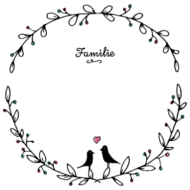 Motiv Blumenkranz Vogelfamilie | mit Name bedrucken