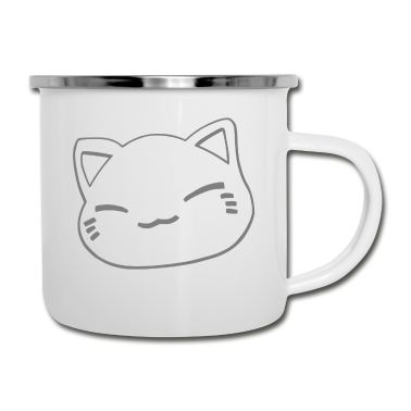 Einzug Emaille Tasse - Nemuri Neko, Schlafende Katze, grau