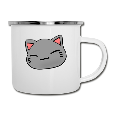 Einzug Emaille Tasse - Nemuri Neko, Schlafende Katze, grau