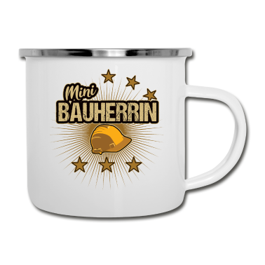 Einzug Emaille Tasse - Minibauherrin - Baustellenkinder