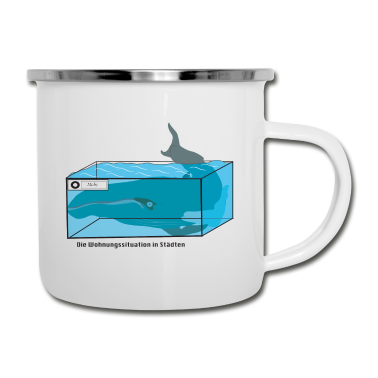 Einzug Emaille Tasse - Wal Moby