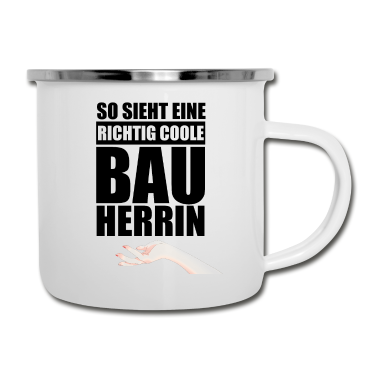 Einzug Emaille Tasse - Coole Bauherrin t-shirt | Partnershirt Familie