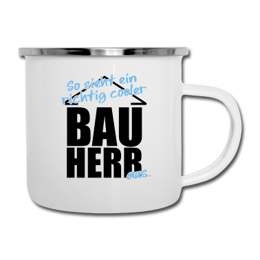 Einzug Emaille Tasse - Cooler Bauherr t-shirt | Partnershirt Familie