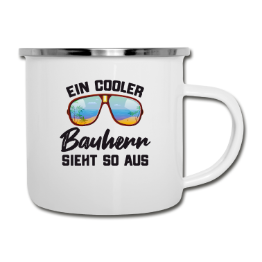Einzug Emaille Tasse - Cooler Bauherr Geschichtsmaske Mundnasemaske