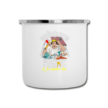 Einzug Emaille Tasse - Schlüsselfertig haben Sie gesagt. Bauherr Geschenk