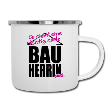 Einzug Emaille Tasse - Coole Bauherrin t-shirt | Partnershirt Familie