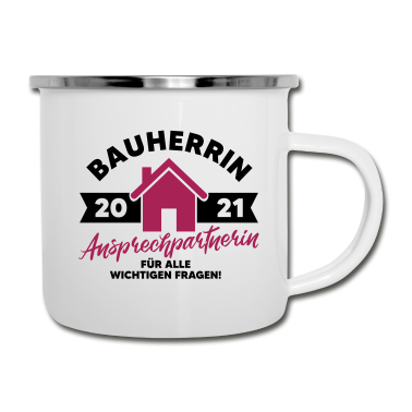 Einzug Emaille Tasse - Bauherrin 2021 Hausbau Eigenheim Baustelle Haus
