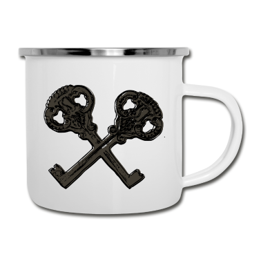 Einzug Emaille Tasse - Antik Vintage Retro Wappen Schlüssel Design