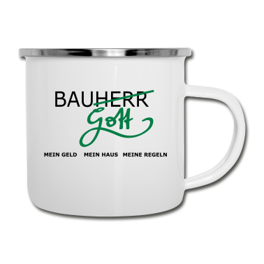 Einzug Emaille Tasse - Baugott