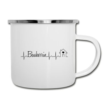 Einzug Emaille Tasse - Bauherrin Hausbau Eigenheim Baustelle Haus Frau