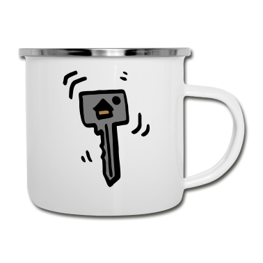Einzug Emaille Tasse - Hausschlüssel metallisch / house key metallic