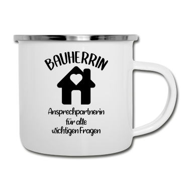 Einzug Emaille Tasse - Bauherrin Geschenk & Haus bauen