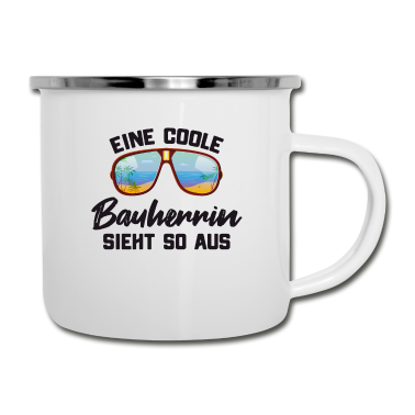 Einzug Emaille Tasse - Coole Bauherrin