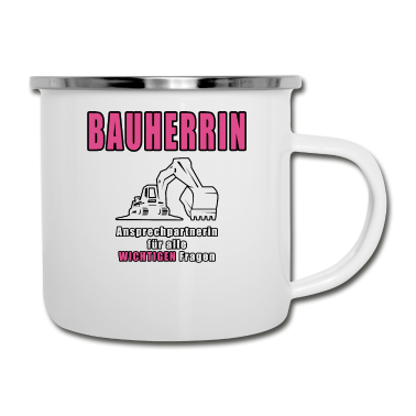Einzug Emaille Tasse - Bauherrin