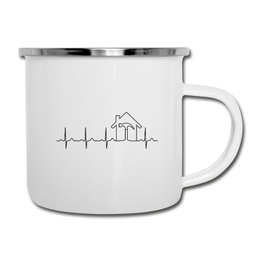 Einzug Emaille Tasse - Bauherr Bauherrin Herzschlag Hausbau Baustelle