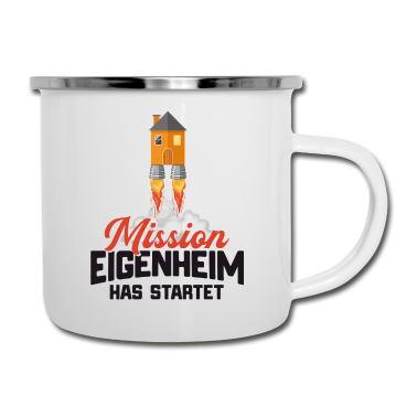 Einzug Emaille Tasse - Bauherr Eigenheim