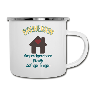Einzug Emaille Tasse - Bauherrin Geschenk & Haus bauen