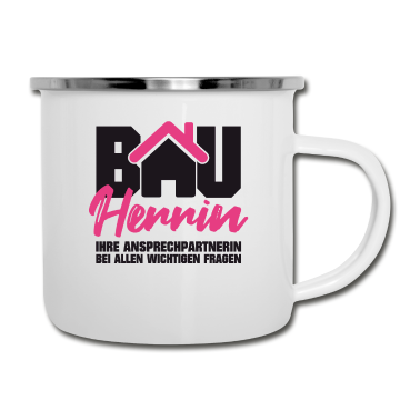 Einzug Emaille Tasse - Bauherrin Ansprechpartnerin bei wichtigen Fragen