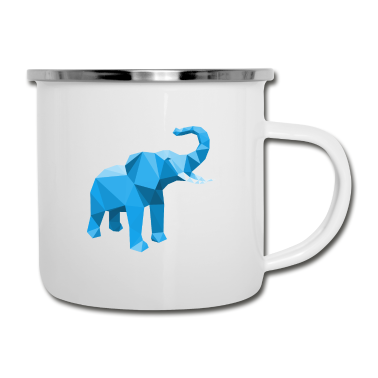 Einzug Emaille Tasse - Elefant 3D Blau