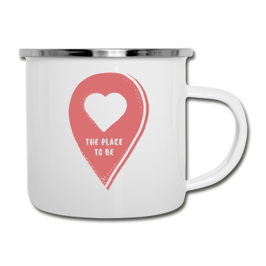 Einzug Emaille Tasse - Standort | the place to be | Koordinaten eingeben