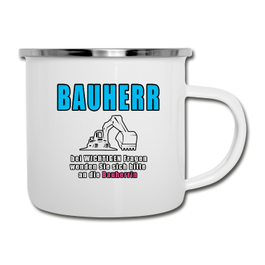 Einzug Emaille Tasse - Bauherr