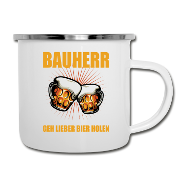 Einzug Emaille Tasse - Bauherr 2021 Hausbauen Richtfest Baustellen Bier