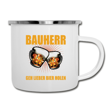 Einzug Emaille Tasse - Bauherr 2021 Hausbauen Richtfest Baustellen Bier