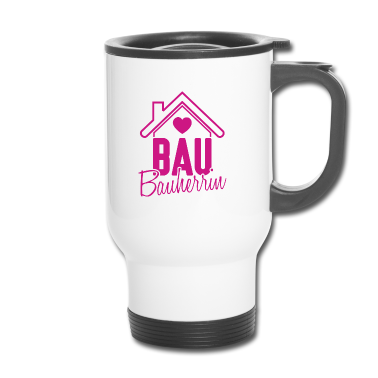 Einzug Thermobecher - Bauherrin Hausbau Eigenheim Baustelle Haus Frau