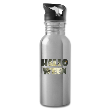 Einzug Trinkflasche - Halloween Schriftzug gruseliger Mond