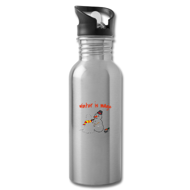 Einzug Trinkflasche - Schneemann baut einen Schneemann - Winterdesign