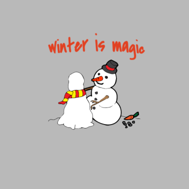 Motiv Schneemann baut einen Schneemann - Winterdesign