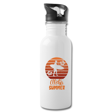 Einzug Trinkflasche - Aloha Sommer mit Surfer und Surfboard Sunset Retro
