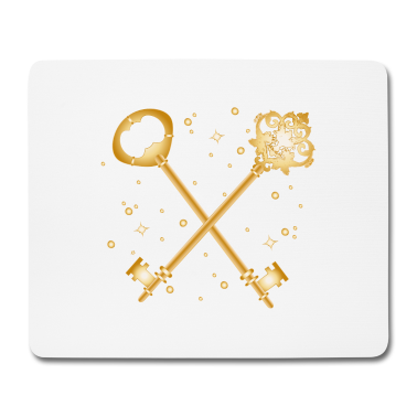 Einzug Mousepad - zwei gekreuzte goldfarbene antike Schlüssel
