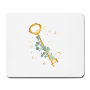 Einzug Mousepad - Zauberhafter goldfarbener Schlüssel mit Eukalyptus