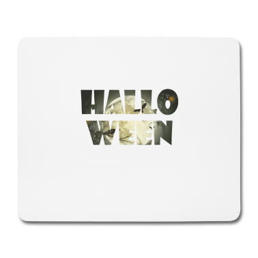 Einzug Mousepad - Halloween Schriftzug gruseliger Mond