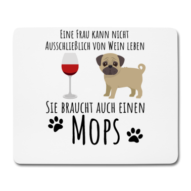 Einzug Mousepad - Mops-Motiv für Wein-Liebhaber