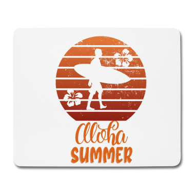 Einzug Mousepad - Aloha Sommer mit Surfer und Surfboard Sunset Retro