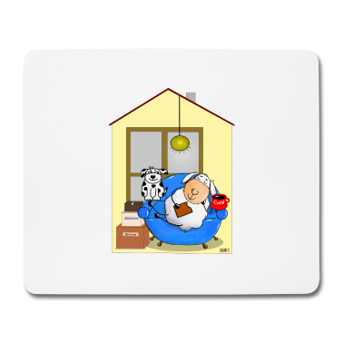 Einzug Mousepad - Haus und Hund weiße Kontur