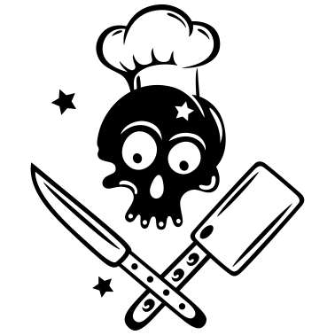 Motiv Totenkopf mit Kochmütze und Messern, kochen