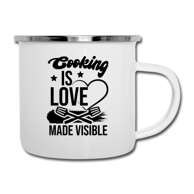 Kochen Emaille Tasse - kochen ist liebe koch