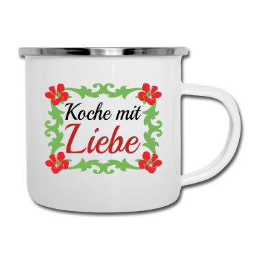 Kochen Emaille Tasse - Koche mit Liebe, kochen, Koch, Köchin