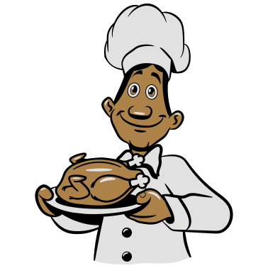 Motiv kochen koch stolz hähnchen