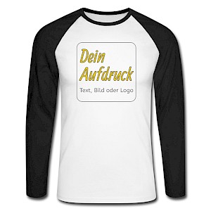 Männer Baseballshirt langarm mit Text, Bild oder Logo bedrucken lassen