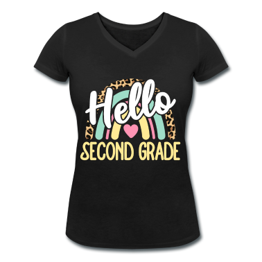 Backen T-Shirt - Hallo Zweite Klasse Leopard Rainbow Zurück zur Schule