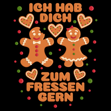Motiv Lebkuchenfrau Spruch Ich hab Dich zum Fressen gern