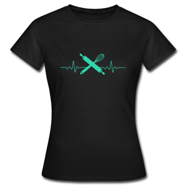 Backen T-Shirt - HERZSCHLAG BACKEN LUSTIGES BÄCKER EKG GESCHENK