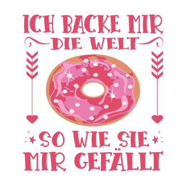 Motiv Backen Spruch mit Welt im Donut Design