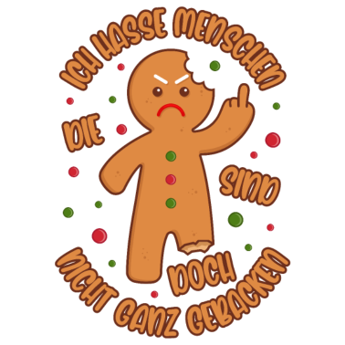 Motiv Lebkuchenmann Ich hasse Menschen Gebacken Geschenk